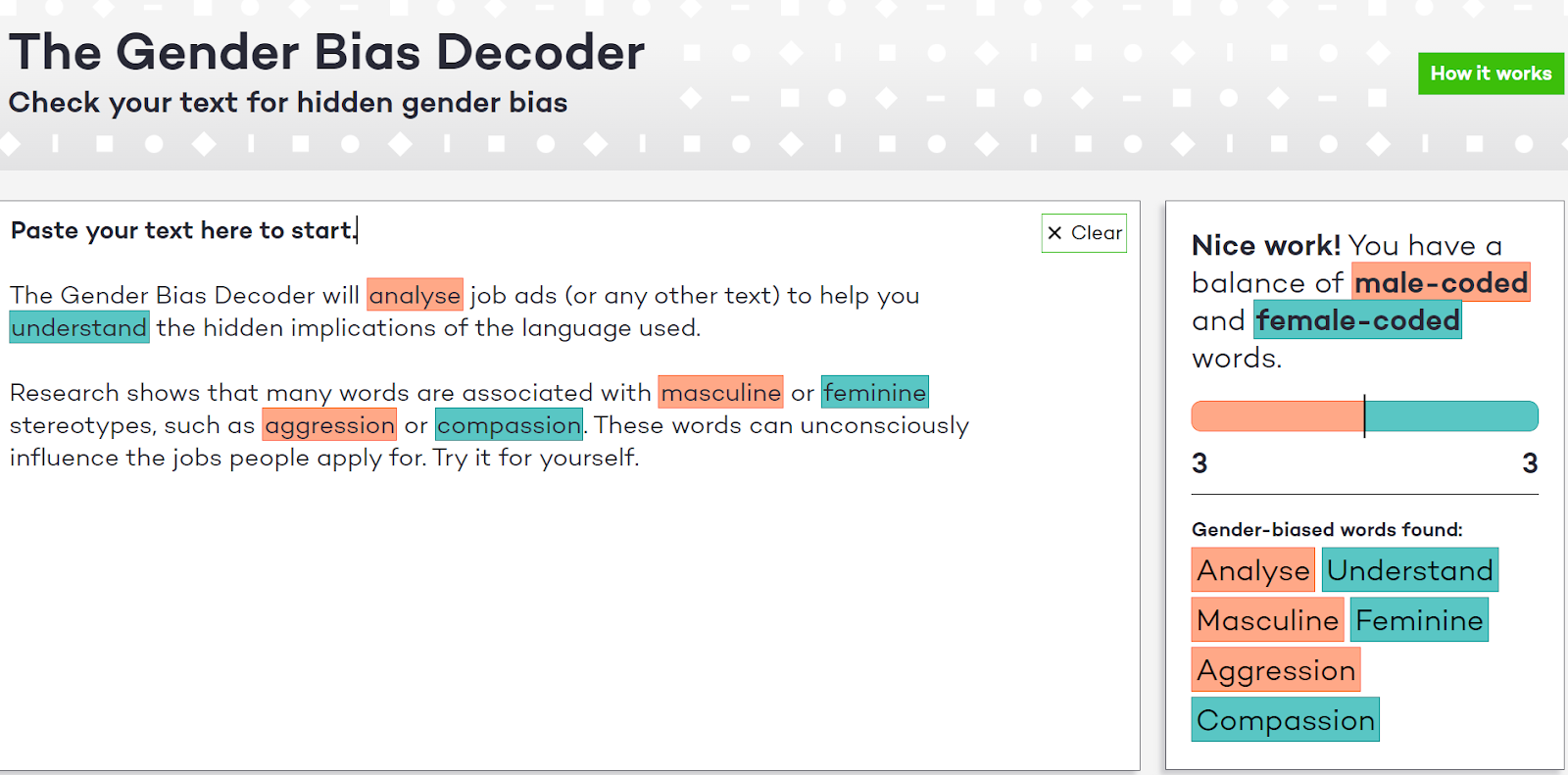 Totaljobs’ Gender Bias Decoder