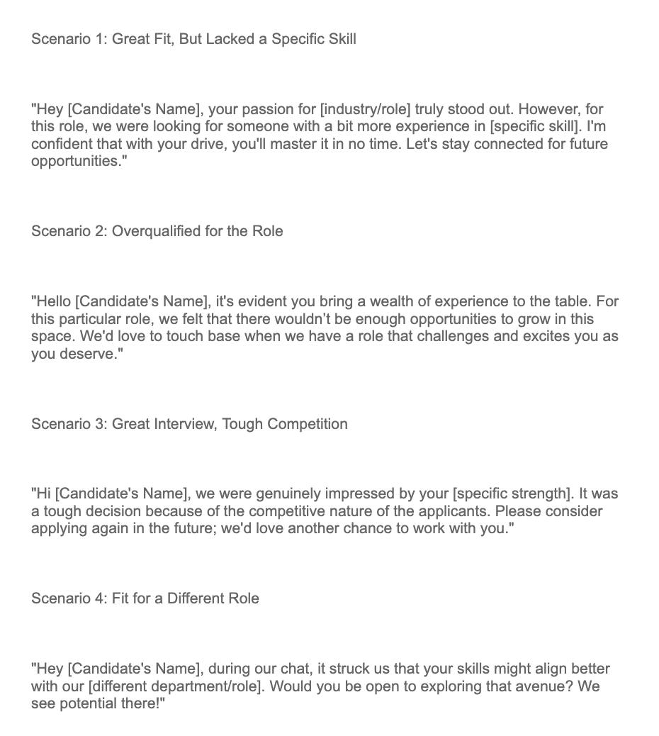 Email Templates for Different Feedback Scenarios